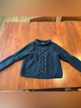 AYR Navy Cable Rib Turtleneck Sweater